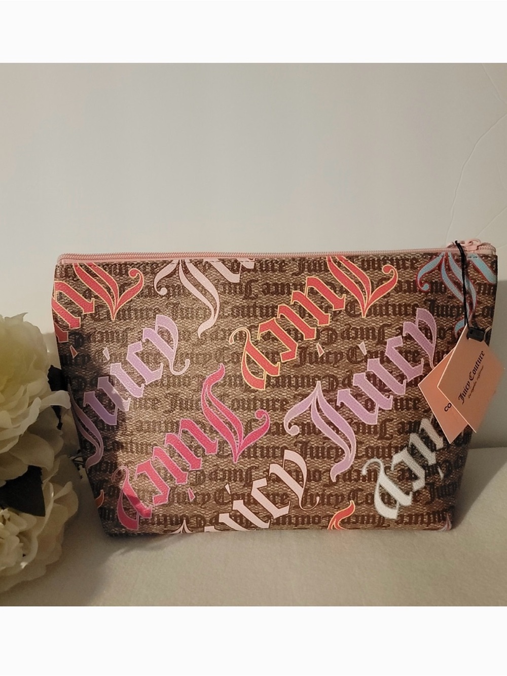 NWT Juicy Couture Pink Script Logo Cosmetic Pouch - Picture 3 of 8